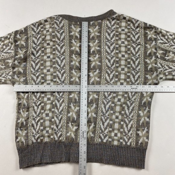 Vintage Celebrity Club Cardigan Sweater Mens Large Fair Isle Grunge Grandpa - Picture 6 of 8